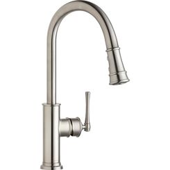 Click here to see Elkay LKEC2031LS Elkay Explore Single Hole Kitchen Faucet with Pull-down Spray and Forward Only Lever Handle Lustrous Steel - LKEC2031LS