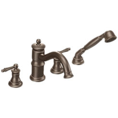 Click here to see Moen TS213ORB Moen TS213ORB Waterhill Roman Tub Faucet Trim with Handshower- Oil Rubbed Bronze