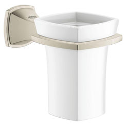 Click here to see Grohe 40626EN0  GROHE 40626EN0 Grandera Holder with Ceramic Tumbler, Brushed Nickel