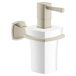 Click here to see Grohe 40627EN0 GROHE 40627EN0 Grandera Holder with Ceramic Soap Dispenser, Brushed Nickel