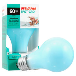 Click here to see Sylvania 60W/SPOT-GRO Spot-Gro 12280 Incandescent Lamp, 60 W, A19, Medium Bi-Pin, 1000 hr