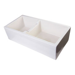 Click here to see Alfi AB3618DB-B ALFI AB3618DB-B Double Bowl Fireclay Farm-Style Kitchen Sink, Biscuit