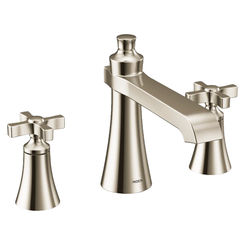 Click here to see Moen TS927NL Moen TS927NL Flara Two-Handle Roman Tub Faucet Trim, Cross Handle - Polished Nickel
