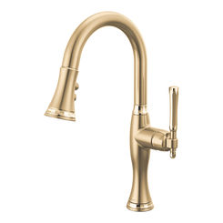 Click here to see Brizo 63958LF-GLPG Brizo 63958LF-GLPG Tulham Single-Handle Pulldown Bar Faucet - Luxe Gold/Polished Gold