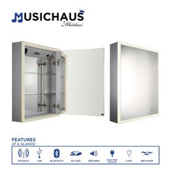 Click here to see Whitehaus WHLUN7055-OR Whitehaus WHLUN7055-OR Musichaus 23-2/3 Inch Single Door Medicine Cabinet, Aluminum