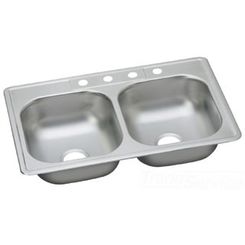 Click here to see Dayton DW50233225 Dayton DW50233225 Stainless Steel Top Mount Double Bowl Sink
