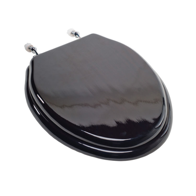 Jones Stephens C2B1E19CH Walnut Chrome Hinge Elongated Wood Toilet Seat