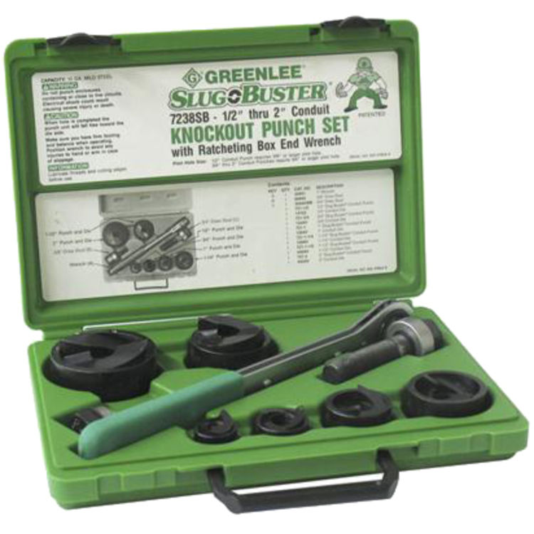 Greenlee 7238SB Knockout Kit, 3 Pieces, 1/2 2 in PlumbersStock