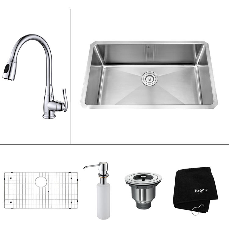 Appaso 28 Inch Single Bowl Kitchen Sink And Faucet Combo Set