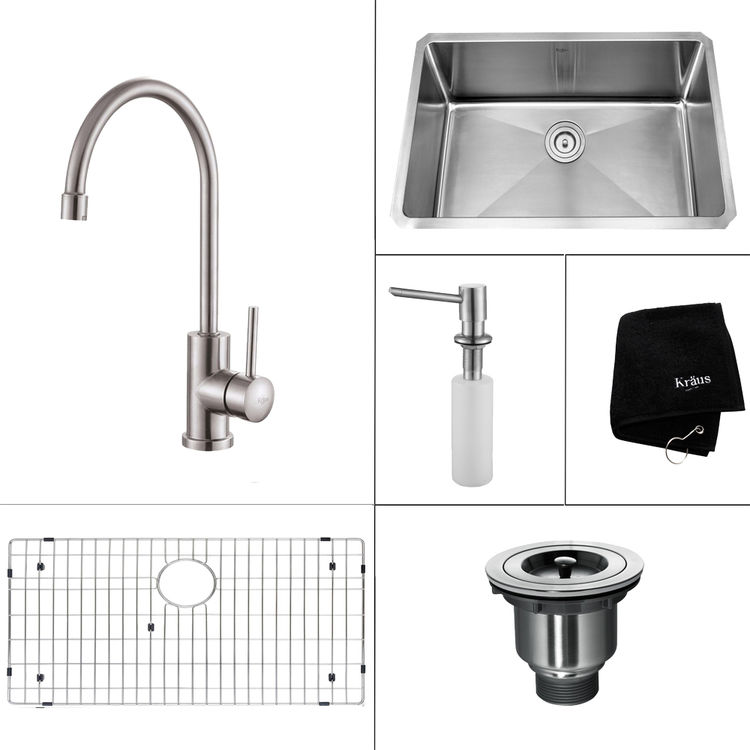 Kraus KHU10032KPF2160SD20 32 inch Undermount Single Bowl Stainless