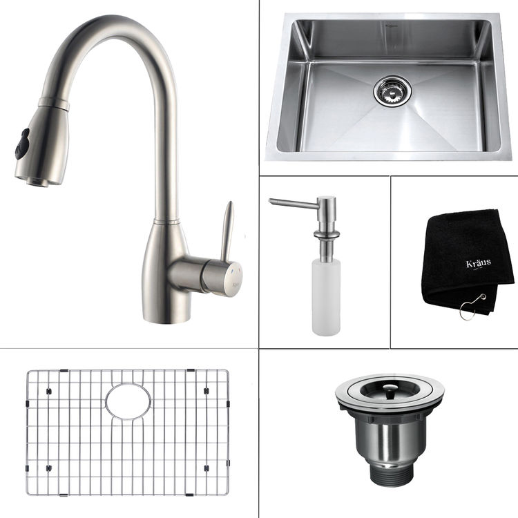 Kraus KHU10123KPF2130SD20 23 inch Undermount Single Bowl Stainless