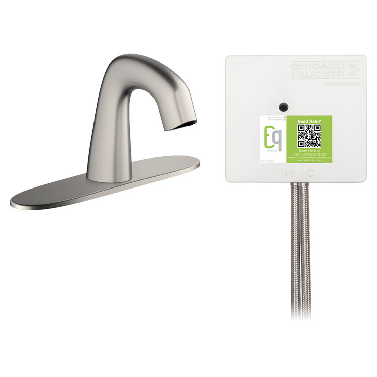 Chicago Faucet EQ-A13A-13ABBN Chicago Faucets EQ-A13A-13ABBN EQ Brushed Nickel EQ Curved Series Lavatory Sink Faucet with Hands-free Infrared Detection