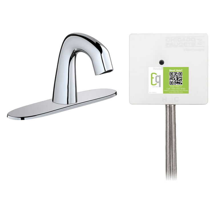 Chicago Faucet EQ-A13B-22ABCP Chicago Faucets EQ-A13B-22ABCP EQ Chrome EQ Curved Series Lavatory Sink Faucet with Hands-free Infrared Detection