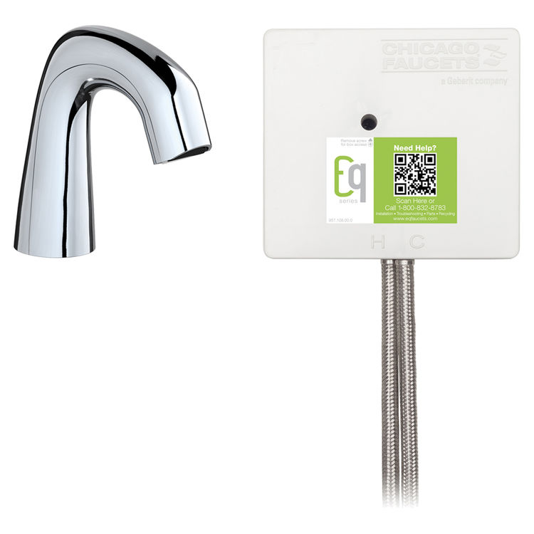 Chicago Faucet EQ-D11A-32ABCP-MP Chicago Faucets EQ-D11A-32ABCP-MP EQ Chrome EQ Curved Series Lavatory Sink Faucet with Hands-free Infrared Detection - Master Pack of 6
