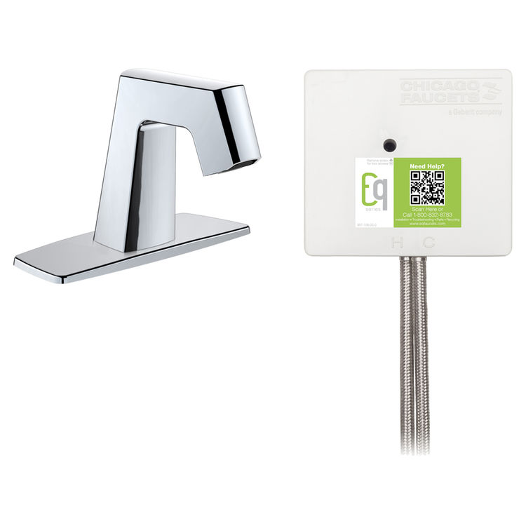 Chicago Faucet EQ-B12A-32ABCP Chicago Faucets EQ-B12A-32ABCP EQ Chrome EQ Angular Series Lavatory Sink Faucet with Hands-free Infrared Detection
