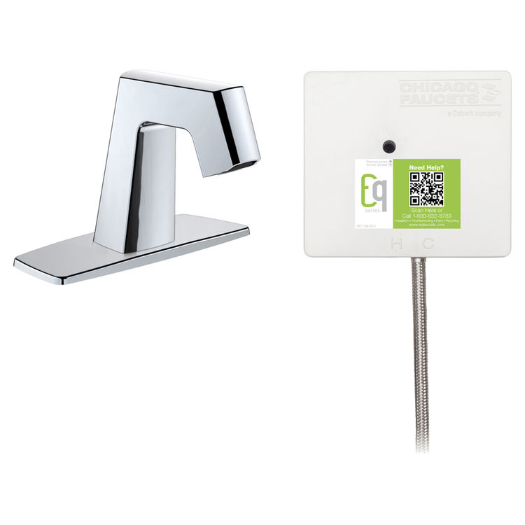 Chicago Faucet EQ-B12B-21ABCP Chicago Faucets EQ-B12B-21ABCP EQ Chrome EQ Angular Series Lavatory Sink Faucet with Hands-free Infrared Detection
