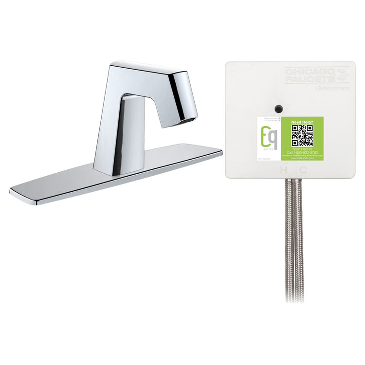 Chicago Faucet EQ-B13A-52ABCP Chicago Faucets EQ-B13A-52ABCP EQ Chrome EQ Angular Series Lavatory Sink Faucet with Hands-free Infrared Detection