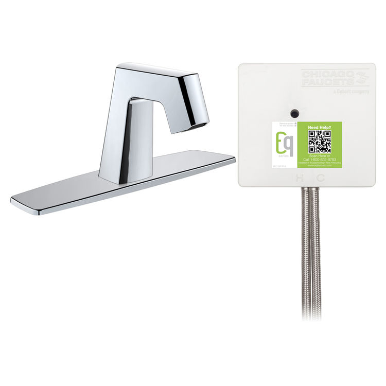 Chicago Faucet EQ-B13A-31ABCP Chicago Faucets EQ-B13A-31ABCP EQ Chrome EQ Angular Series Lavatory Sink Faucet with Hands-free Infrared Detection