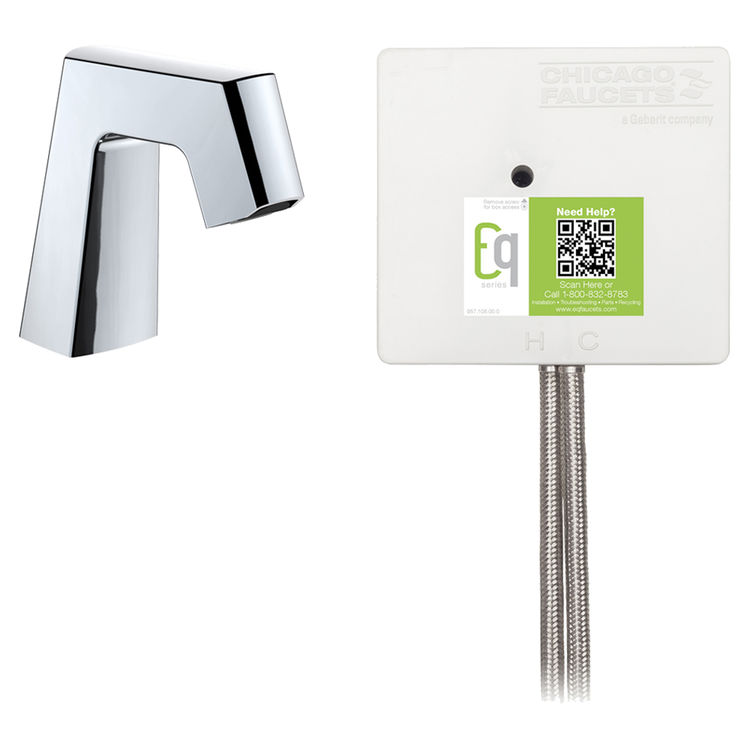 Chicago Faucet EQ-B11A-53ABCP Chicago Faucets EQ-B11A-53ABCP EQ Chrome EQ Angular Series Lavatory Sink Faucet with Hands-free Infrared Detection