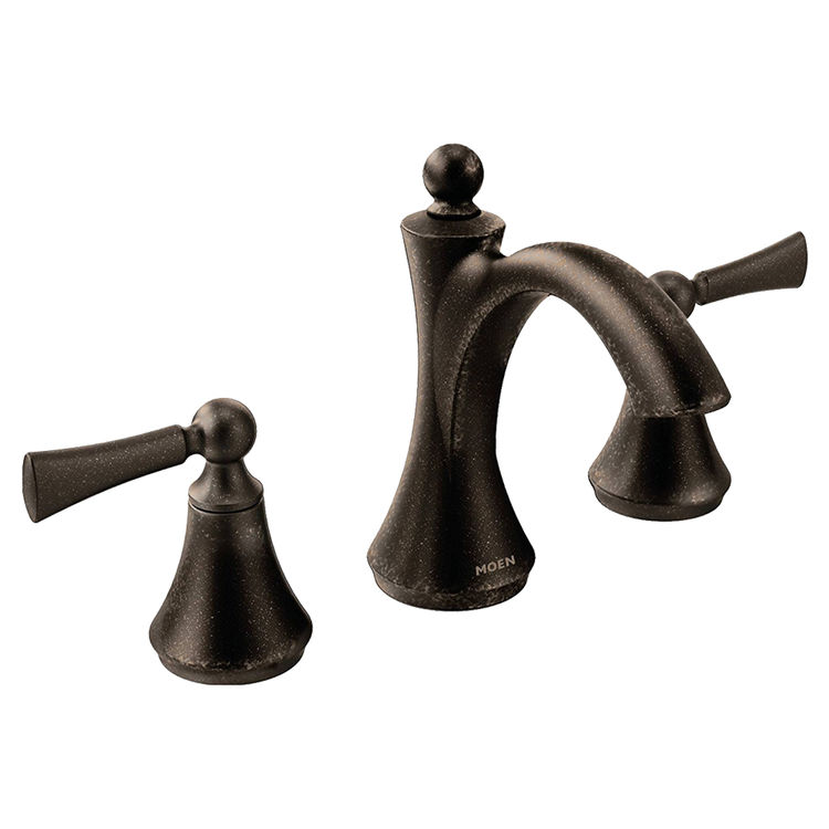 Moen T4520ORB Moen T4520ORB Wynford Oil Rubbed Bronze Two Handle Widespread Lavatory Faucet