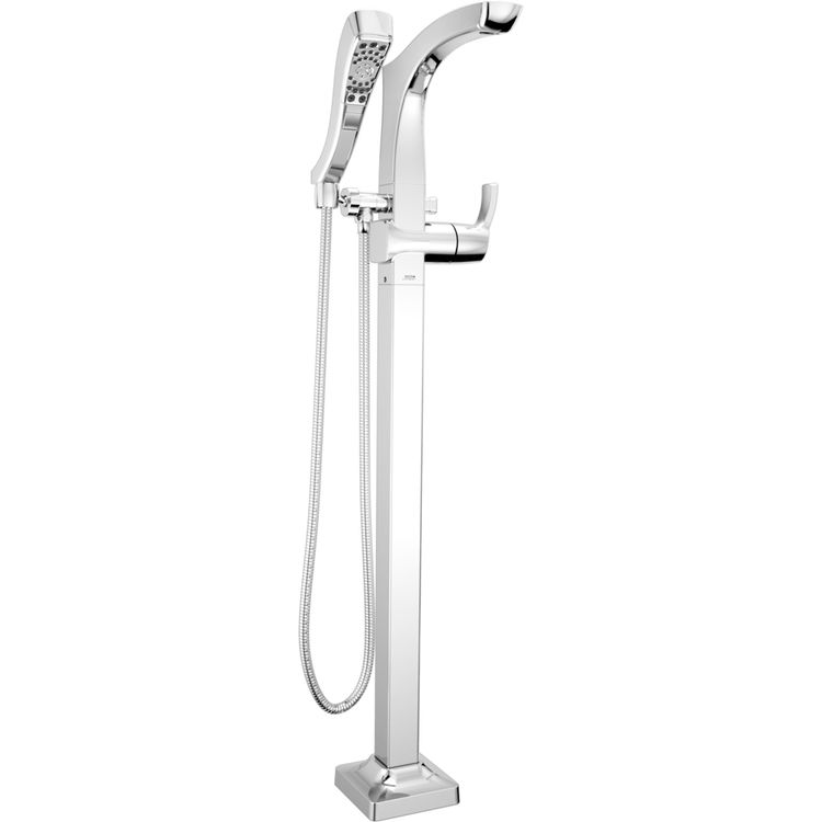 Delta T4752-FL Delta T4752-FL Chrome Floor Mount Tub Filler with Spray