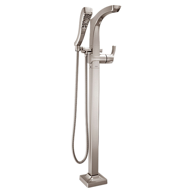 Delta T4752-SSFL Delta T4752-SSFL Tesla Stainless Floor Mount Tub Filler with Spray