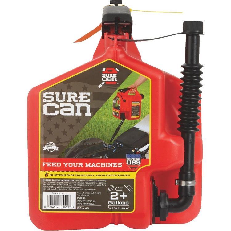 SureCan SUR22G1 SureCan 2.2 Gallon Red Gas Can for Gasoline - SUR22G1