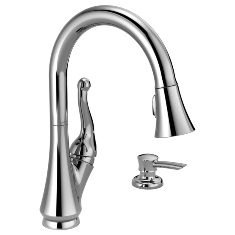 Delta 16968-SD-DST Delta 16968-SD-DST Talbott Chrome Kitchen Pulldown Faucet With Soap Dispenser