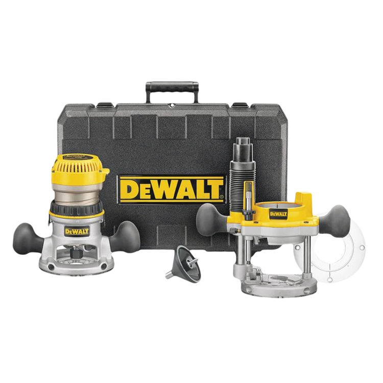 Dewalt DW618PK Dewalt DW618PK Fixed Base Router Combo Kit, 120 V, 12 A, 2-1/4 hp, 8000 - 24000 rpm