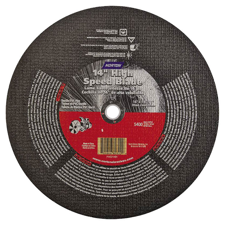 Norton 66252837843 Norton 37843 Type 1 CutOff Wheel, 14 in Dia x 1/8