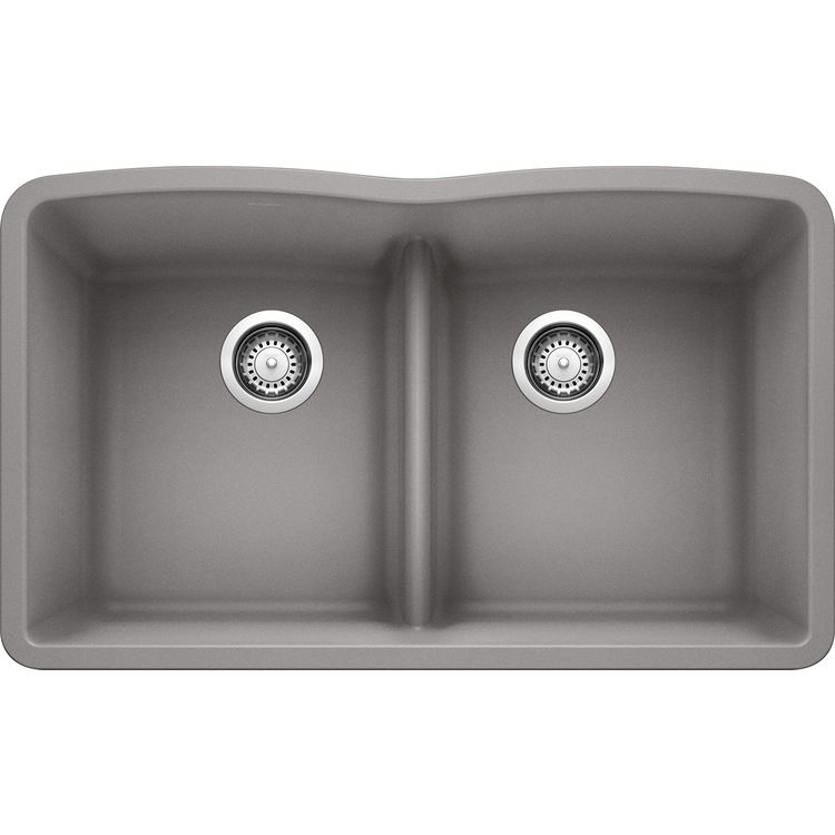 Blanco 442077 Metallic Gray Diamond Equal Double Bowl Sink Low Divide