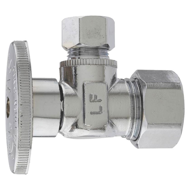 Plumb Pak PP2659PCLF Plumb Pak PP2659PCLF Quarter Turn Angle Stop Valve, 5/8 X 3/8 in, Compression X Compression, Brass, Chrome Plated
