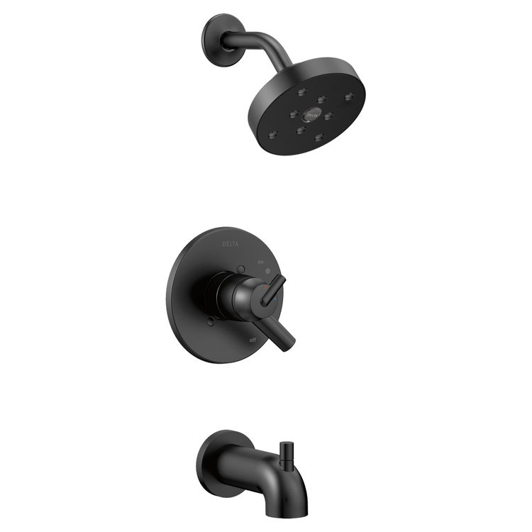 Delta T17459 Bl Trinsic Matte Black H2okinetic Monitor Tub
