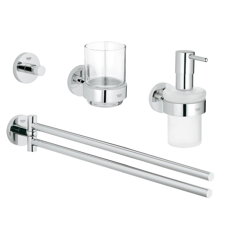Grohe 40846001 Grohe 40846001  Essentials Master Bathroom Accessories Set 4-in-1, Starlight Chrome 
