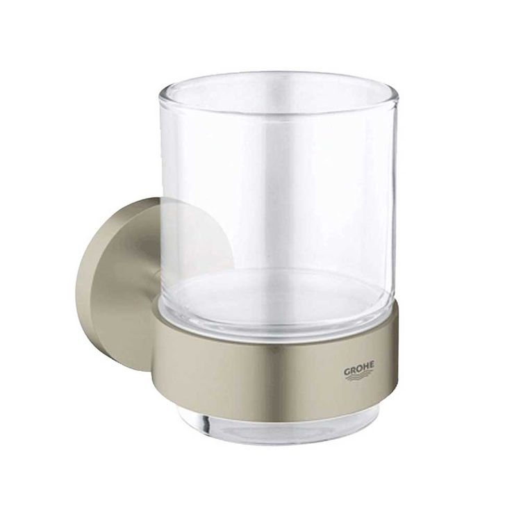 Grohe 40447EN1 Grohe 40447EN1 Essentials Drinking Glass with Holder, Brushed Nickel