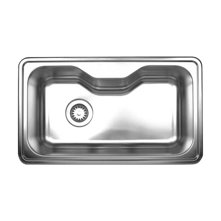 Brushed Stainless Steel Whitehaus WHND11-7-BSS Noahs Collection 12-3/4-Inch Round Drop-In Entertainment/Prep Sink 