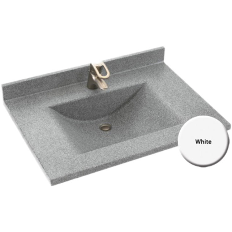 White Swanstone CV02225.010 Contour Solid Surface Single-Bowl Vanity Top 1