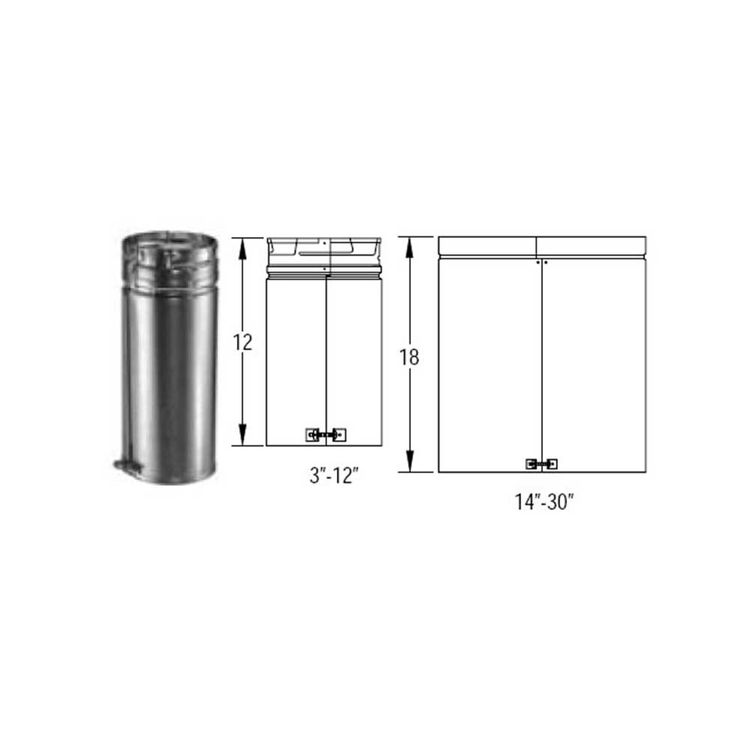 View 3 of M&G DuraVent 30GV18A DuraVent 30GV18A Type B Gas Vent 30-Inch Round Adjustable Pipe