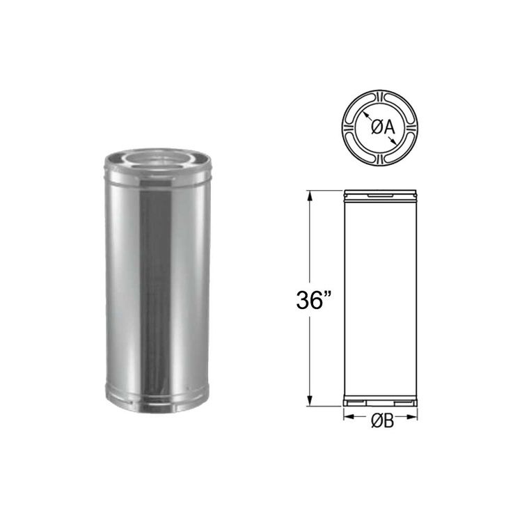 View 3 of M&G DuraVent 9017SSCF DuraVent 6DP-36SSCF 6-Inch DuraPlus Stainless Steel Chimney Pipe 36-Inch Length