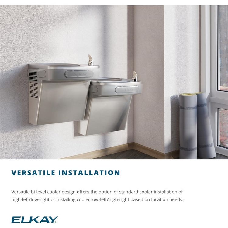 Elkay EZSTL8LC Versatile Cooler BiLevel, NonFiltered, 8 GPH, Wall