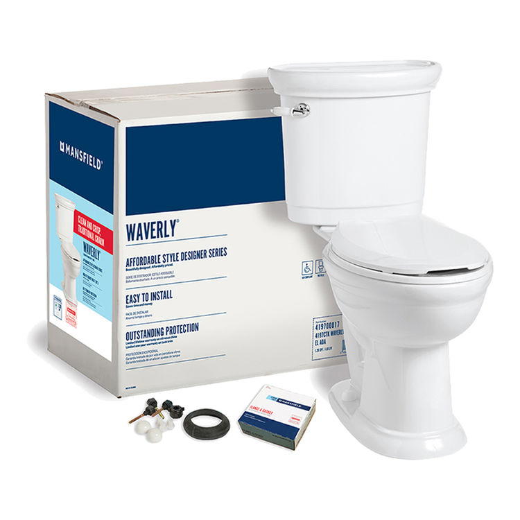 Mansfield 4197CTKWHT Waverly 1.28 gpf ADA Elongated Bowl Toilet, White