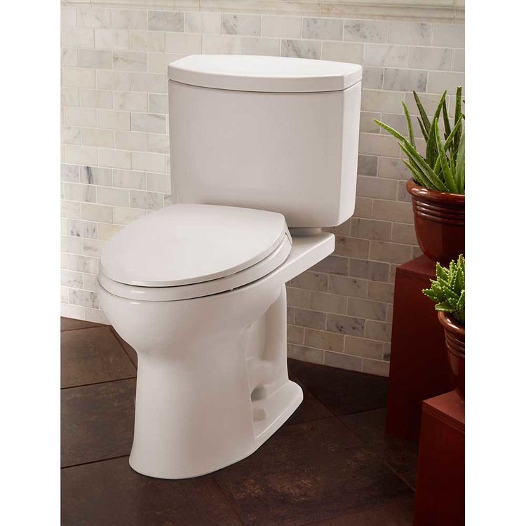 View 3 of Toto CST453CEFG#01 Toto Drake II Two-Piece Round 1.28 GPF Universal Height Toilet with CeFiONtect, Cotton White - CST453CEFG#01