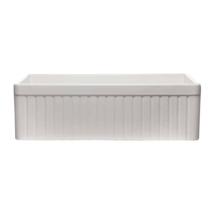 View 5 of Alfi AB532-B ALFI AB532-B Fluted Fireclay Farm-Style Kitchen Sink, Biscuit