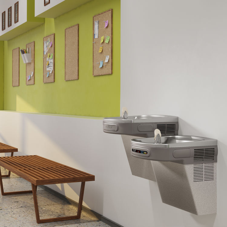View 5 of Elkay LZOSTL8LC Elkay LZOSTL8LC Versatile Bi-Level Wall-Mounted Hands-Free Water Cooler - 8 GPH, Filtered, 115v, Light Gray