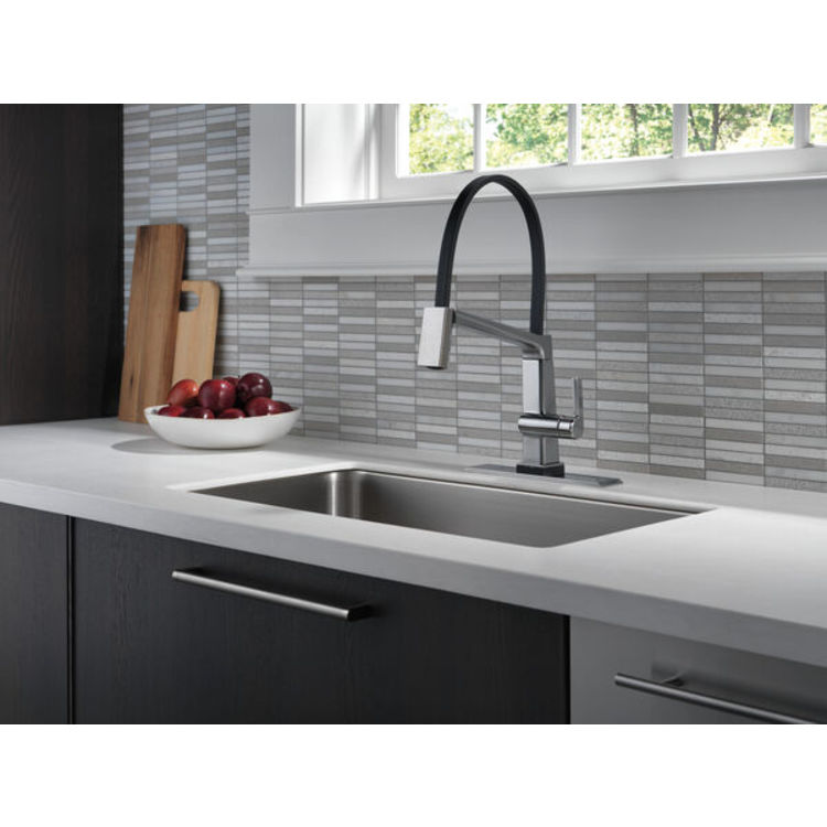 View 3 of Delta 9693T-AR-DST Delta 9693T-AR-DST Pivotal One-Handle Pulldown Kitchen Faucet with Touch2O - Arctic Stainless