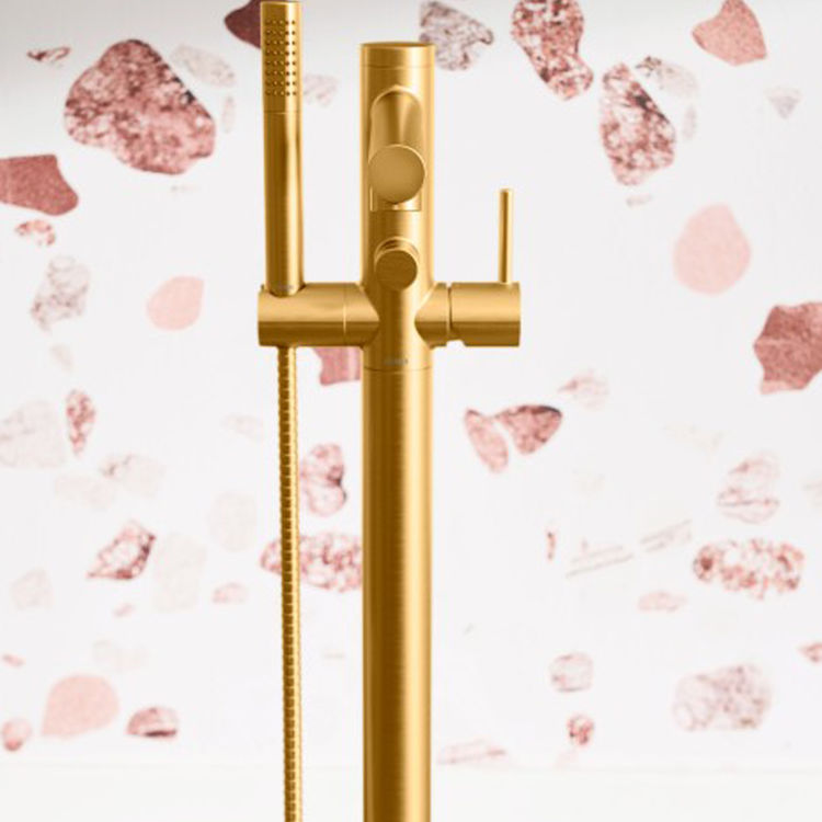 MOEN 395BG Align OneHandle Tub Filler w/ Handshower, 6GPM, Floor Mount