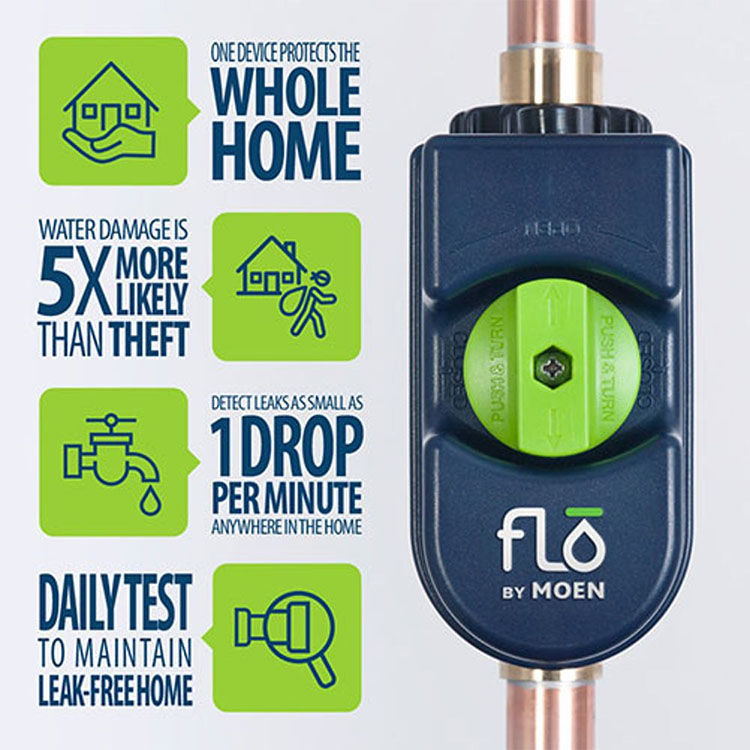 Moen 900-001 Flo by Moen 3/4”Smart Water Shut Off Valve and Leak Detector