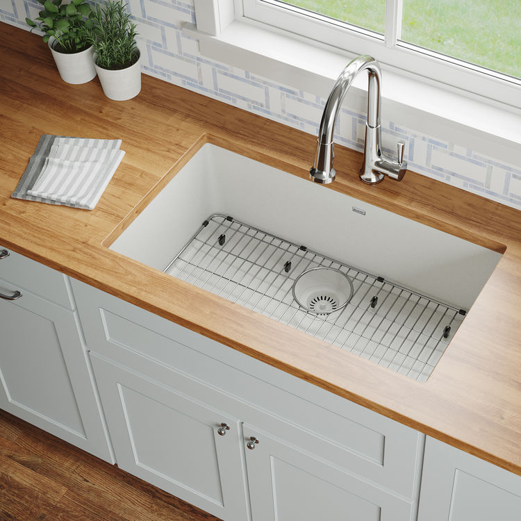 Elkay ELGRU13322WH0FC Quartz Classic Single Bowl Undermount Sink Kit