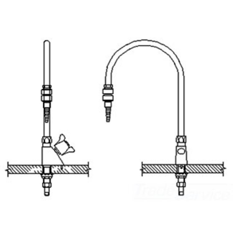 Delta W6600-9-R7 Delta W6600-9-R7 Teck Deckmount 2-Arm Lab Handle Faucet w/ 9