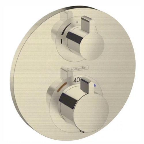 hansgrohe Ecostat S Modern Minimalist Volume and Auto Temperature Control 2-Handle 6-inch Wide Thermostatic Shower Trim for Rough-in Valve in Brushed Nickel, 15757821